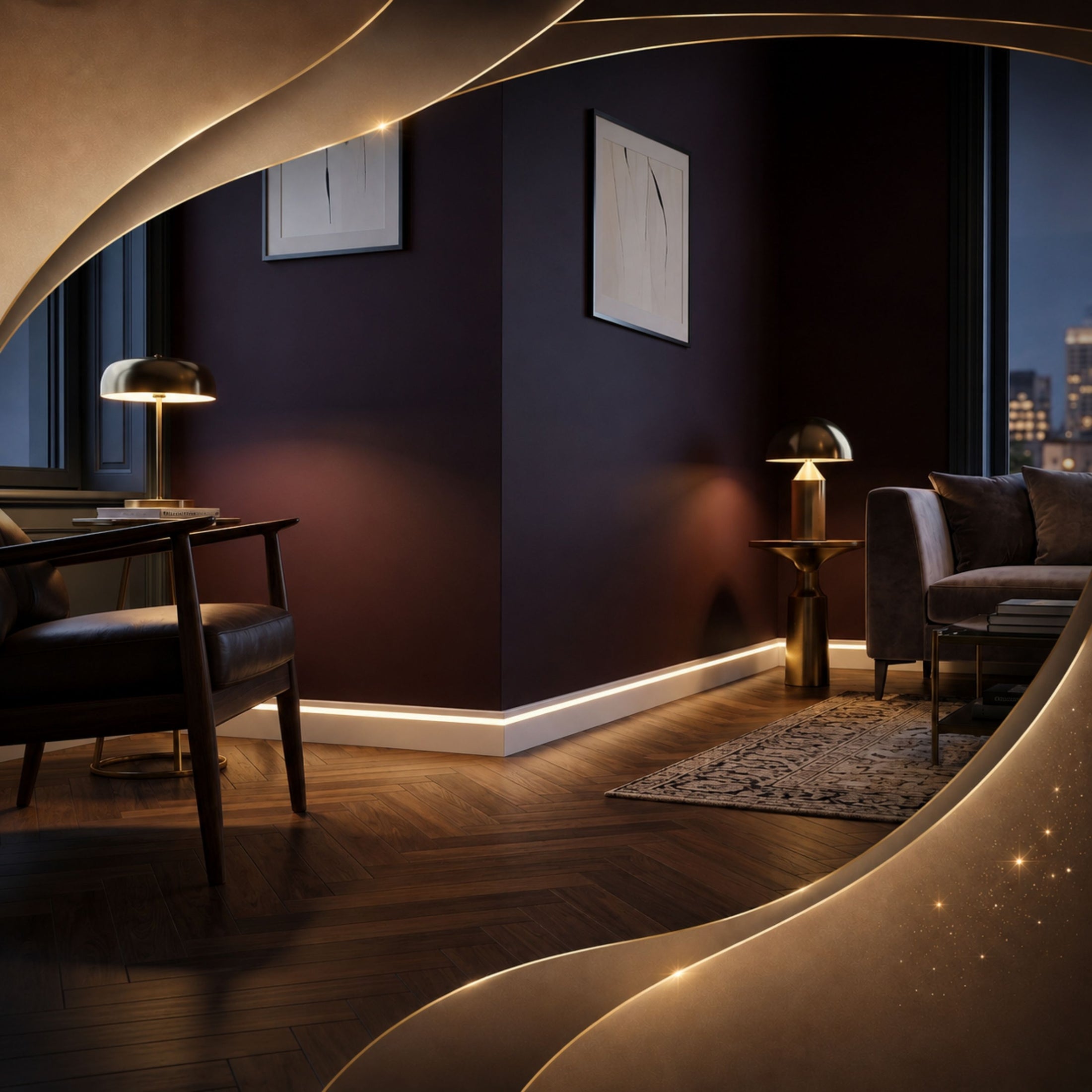 Luxury Staircase Lighting with LED Baseboard Molding