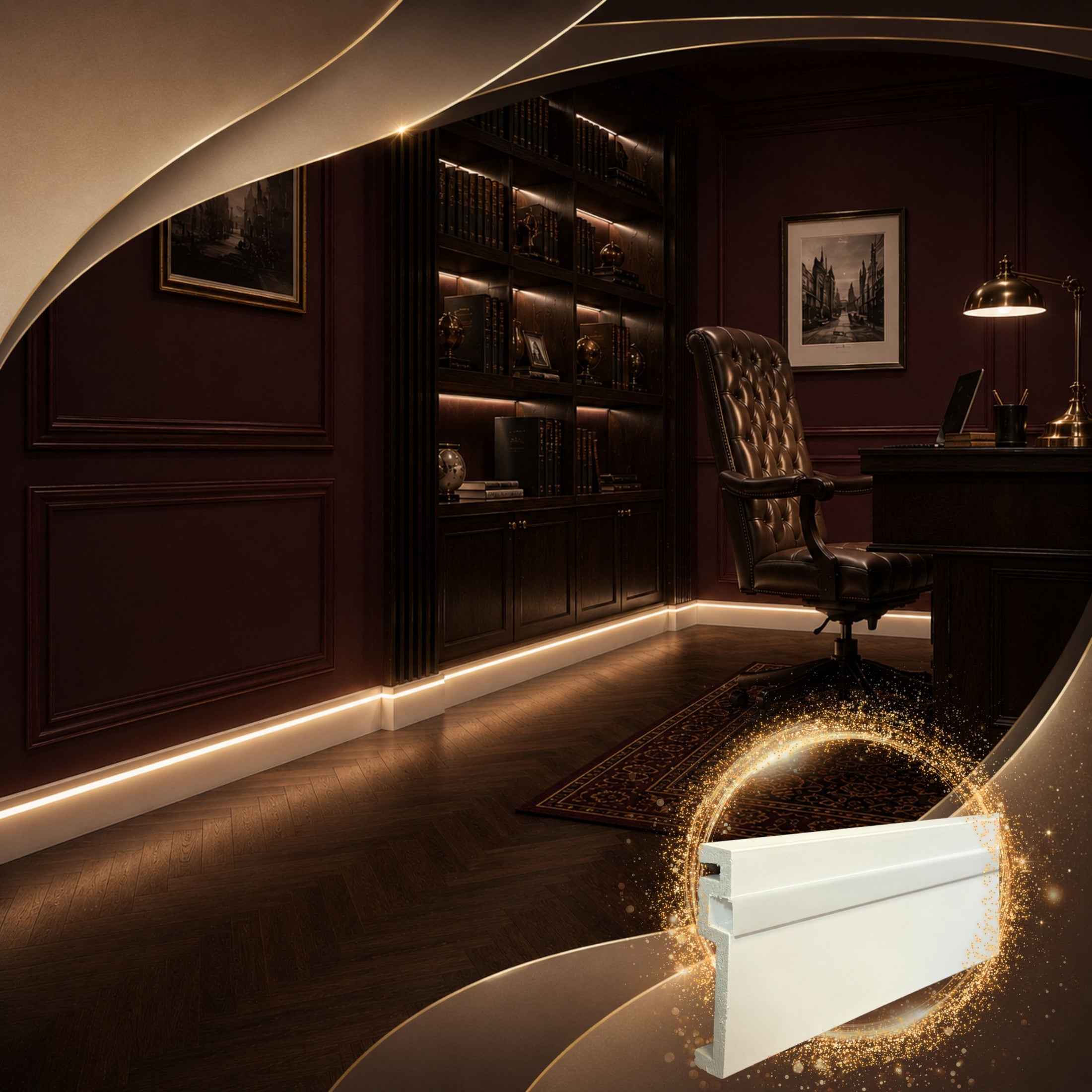 Luxury Staircase Lighting with LED Baseboard Molding