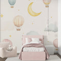 Custom Design Hot Air Balloon Nursery Wallpaper Dreamy Sky Wall Mural YCO-07027