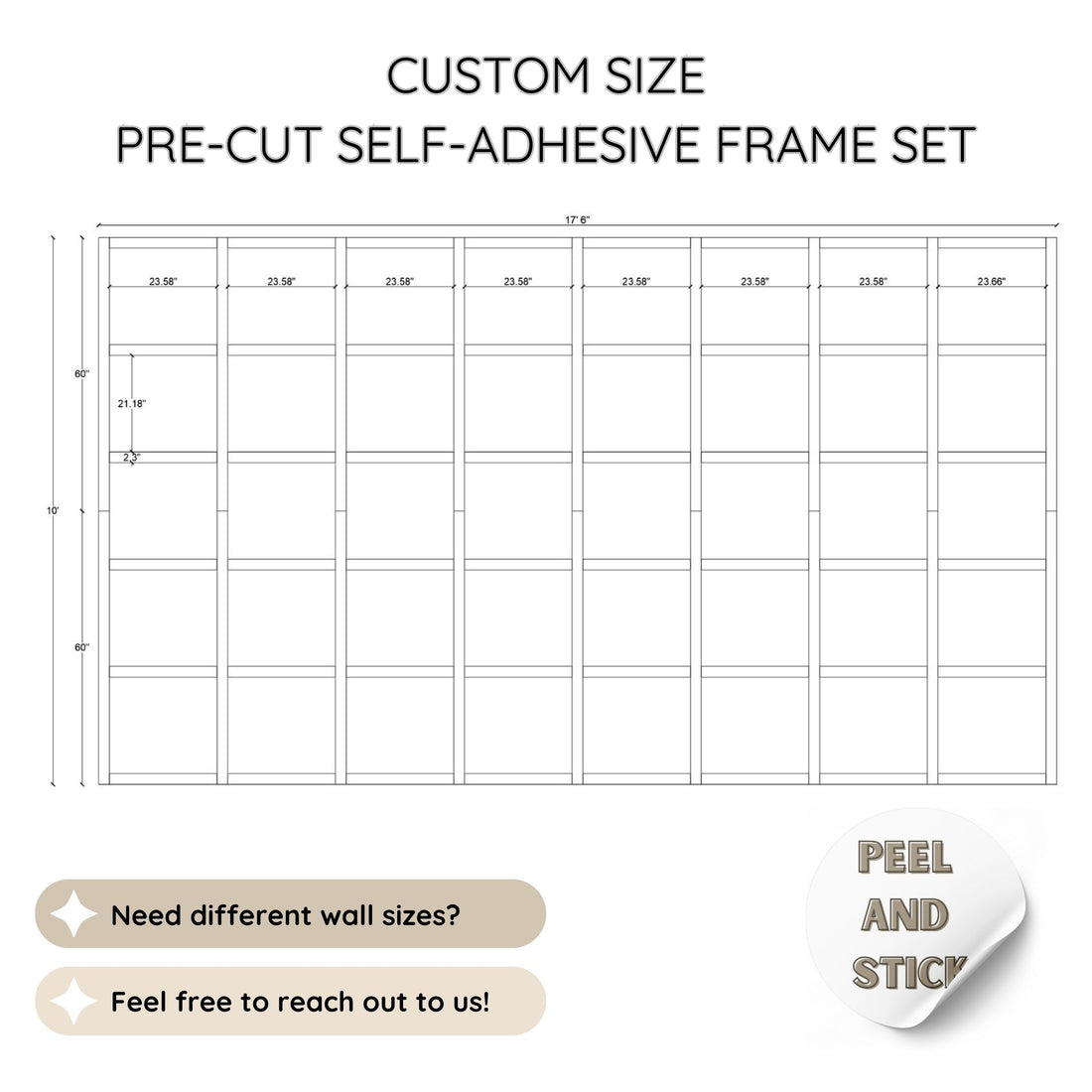 Custom Design Peel Stick Wall Moulding Kit CST-031