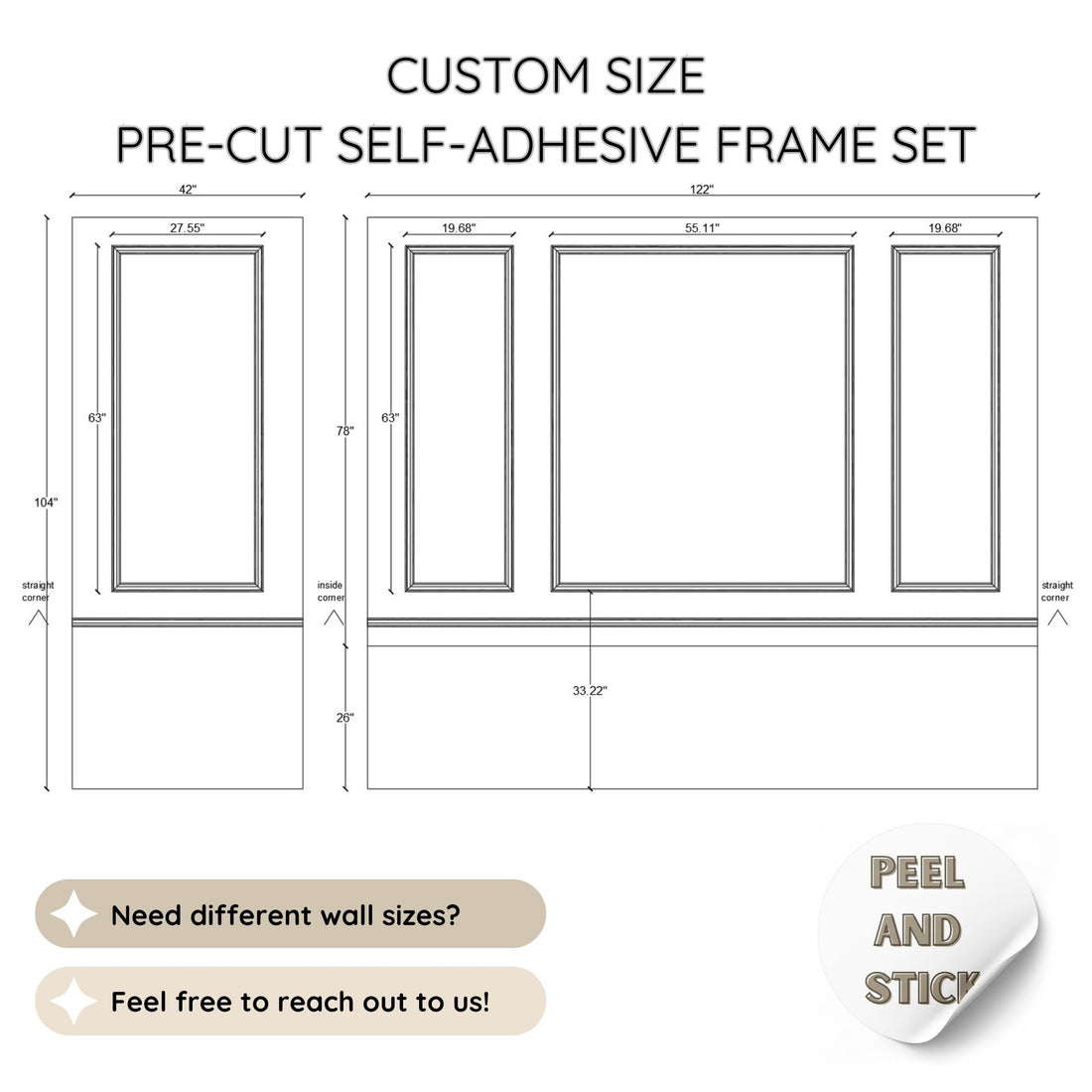 Custom Design Peel and Stick Wall Molding Kit