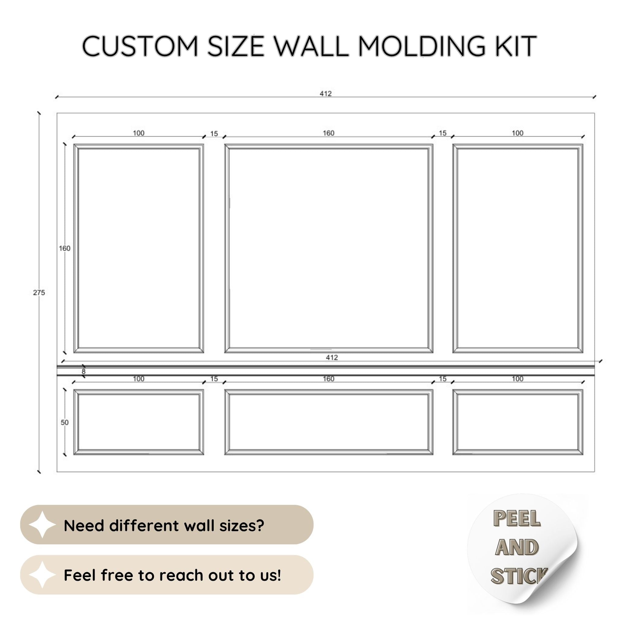 Custom Design Pre Cut Wall Molding Frame Kit | CST-044