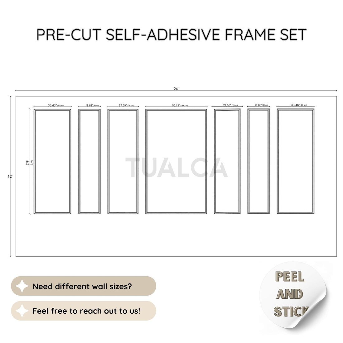 Custom Design Wall Molding Kit CST-046  Pre-Cut & Peel-and-stick Wall Panels