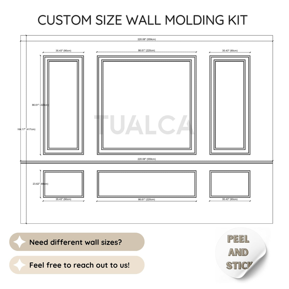 Custom Design Wall Molding Pre-Cut 4 cm Wall Trim Kit CST-053