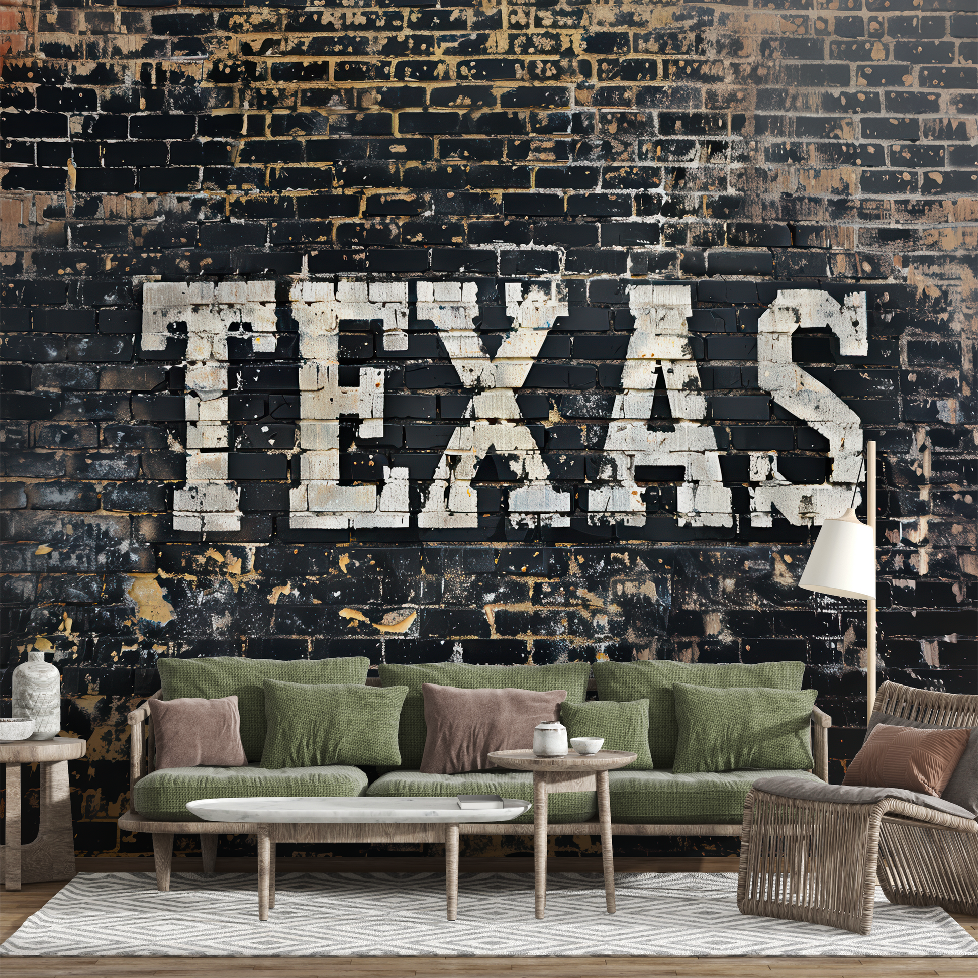 Custom Design Wallpaper with Texas Design Plaster and Brick Textured Wall Decor YMO-05093