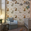Cute Bunny Watercolor Wallpaper, Woodland Wall YCO-30011 peel and stick wallpaper