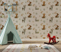 Cute Bunny Watercolor Wallpaper, Woodland Wall Decal YCO-30011 peel and stick wallpaper