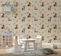 Cute Bunny Watercolor Wallpaper, Woodland Wall Decal YCO-30011