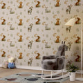 Cute Bunny Watercolor Wallpaper, Woodland Wall Decal YCO-30011 peel and stick wallpaper