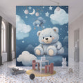 Cute Bear Watercolor peel and stick Wallpaper | Nursery Wall Mural YCO-02493 