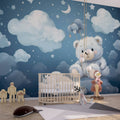 Cute Bear Watercolor peel and stick Wallpaper | Nursery Wall Mural YCO-02493 