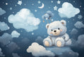 Cute Bear Watercolor peel and stick Wallpaper | Nursery Wall Mural YCO-02493 