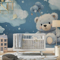 Cute Bear Watercolor peel and stick Wallpaper | Nursery Wall Mural YCO-02493 