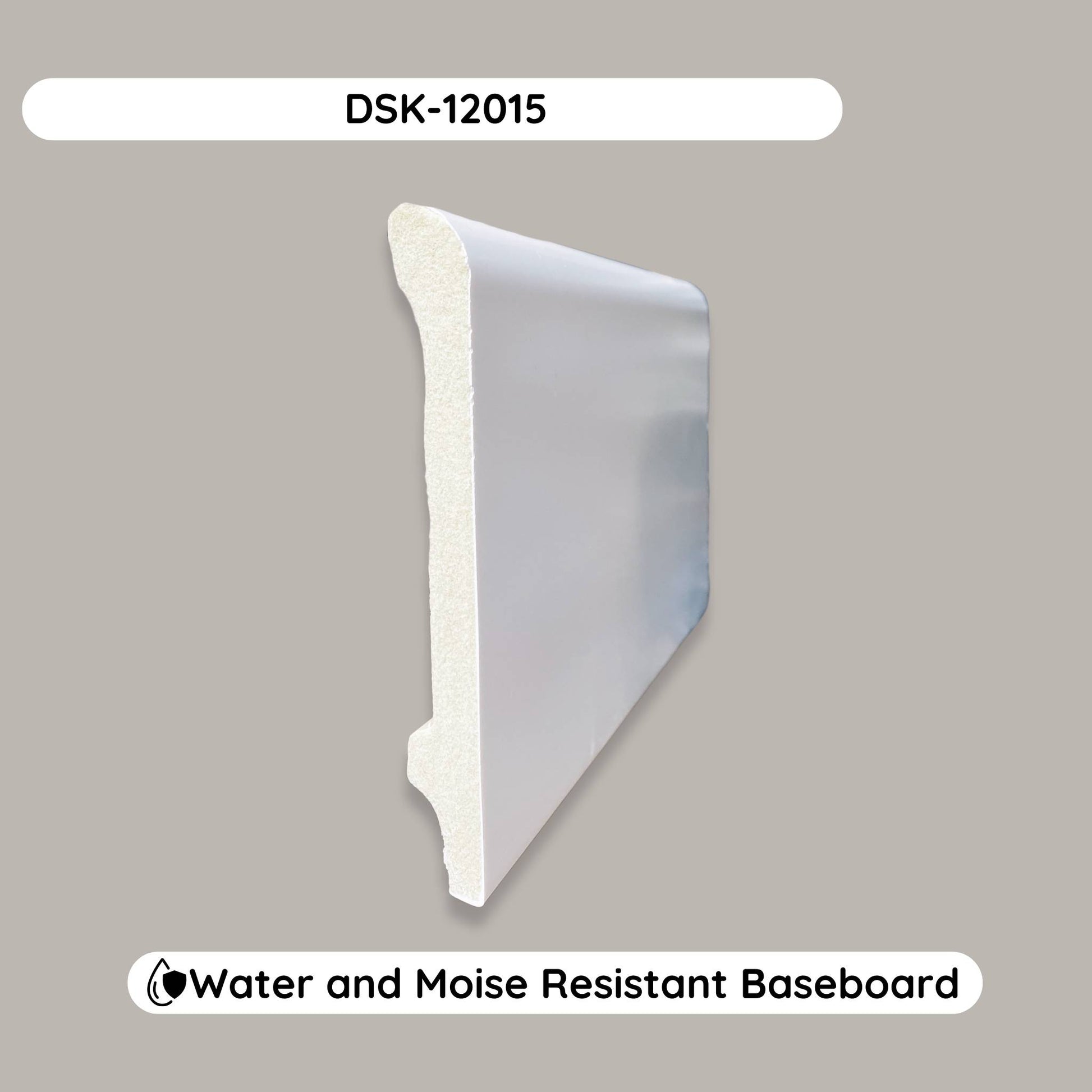 Waterproof White Baseboard Moldings DSK-12015 (94.4x4.7x0.59 inch)