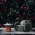 Dark Botanical Wallpaper Floral Snake Wall Mural Elegant Dark Floral Wallpaper YD-06002