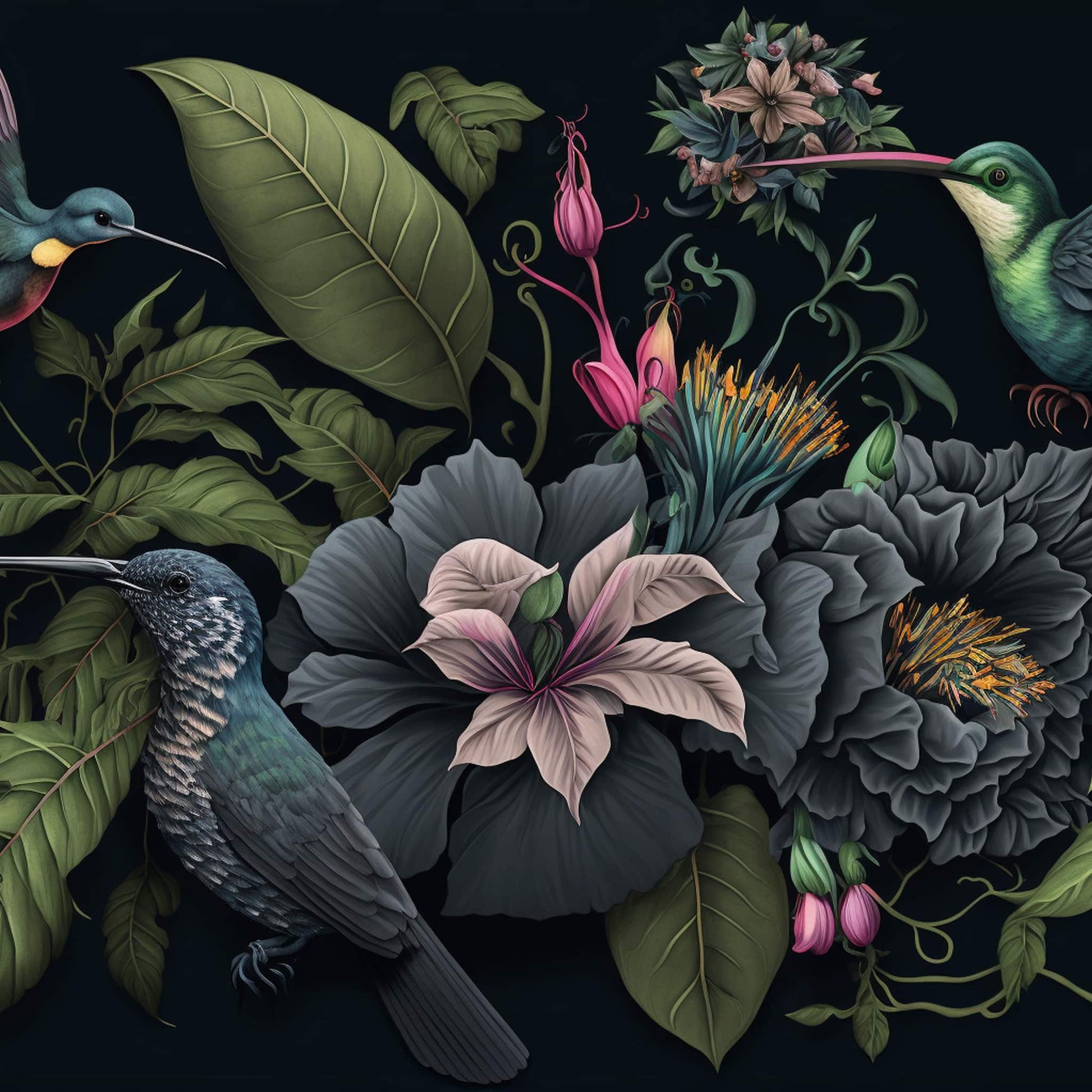 Dark Botanical Wallpaper