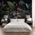 Dark Botanical Wallpaper | Hummingbird Wall Mural 