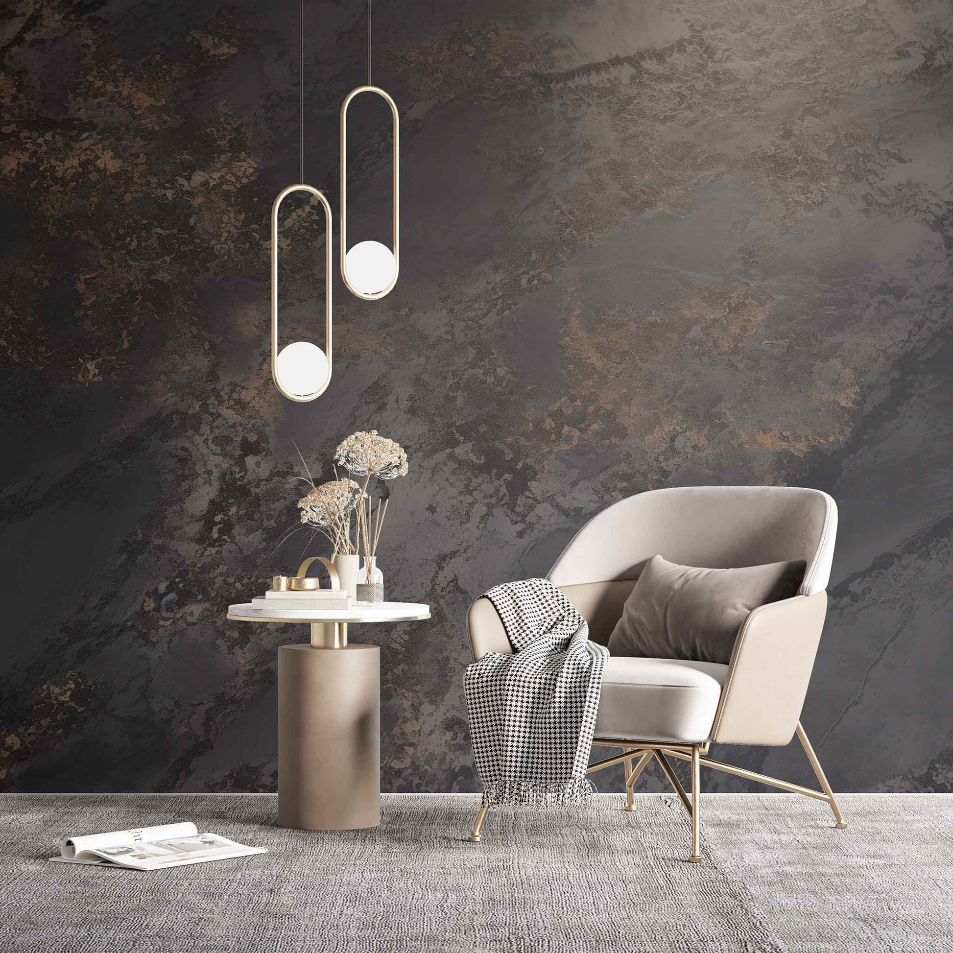 Dark Concrete Wallpaper Plaster Textured Wall Mural YF-02502