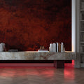 Dark Red Textured Wallpaper Venetian Plaster Concrete Effect Look YS-06035