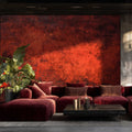 Dark Red Textured Wallpaper Venetian Plaster Concrete Effect Look YS-06035