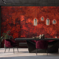 Dark Red Textured Wallpaper Venetian Plaster Concrete Effect Look YS-06035
