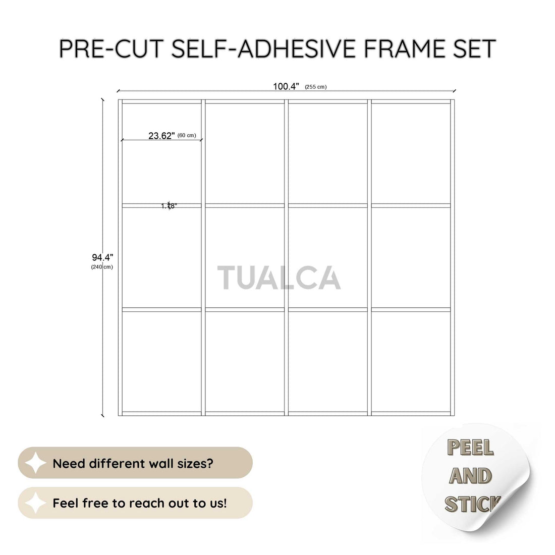 Decorative Wall Molding Kit Pre-Cut Wall Trim CST-030 - paintable wall trim set