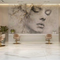 Elegant Sketch Woman Wallpaper Soft Minimal Portrait Wall Mural YK-06037