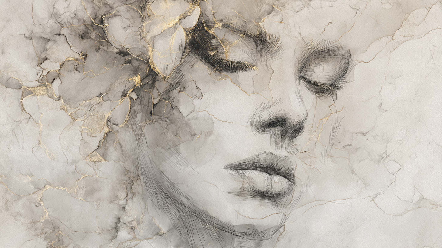 Elegant Sketch Woman Wallpaper Soft Minimal Portrait Wall Mural YK-06037