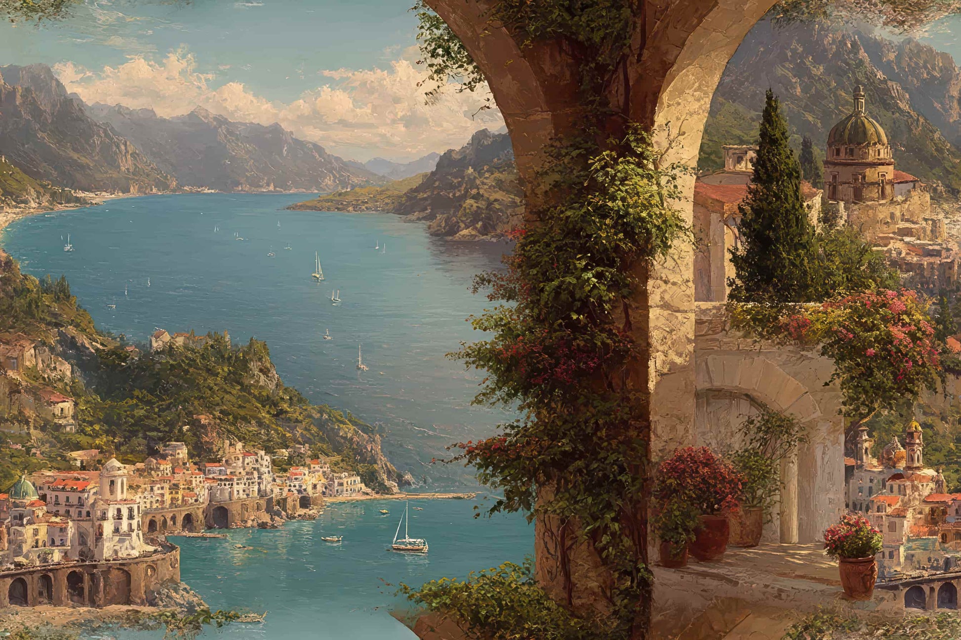 Enchanting Mediterranean Wallpaper The Elegance of the Amalfi Coast YM-06005