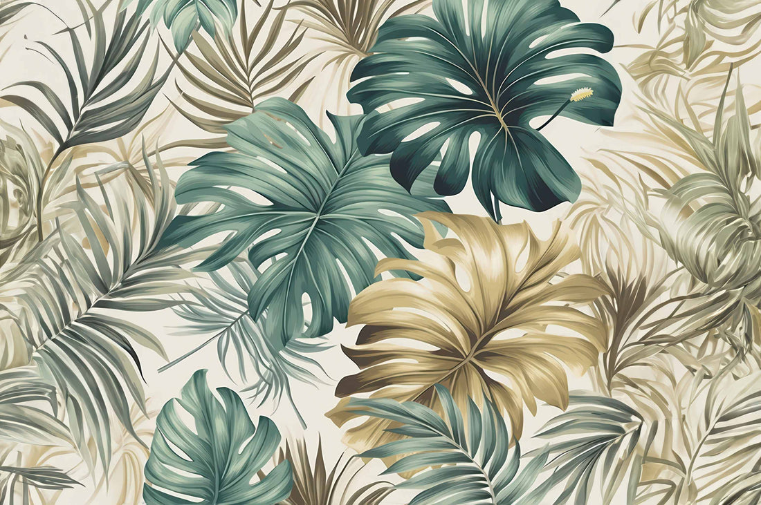 Exotic Palm Leafs Wallpaper  Tropical Wall Mural YD-02407