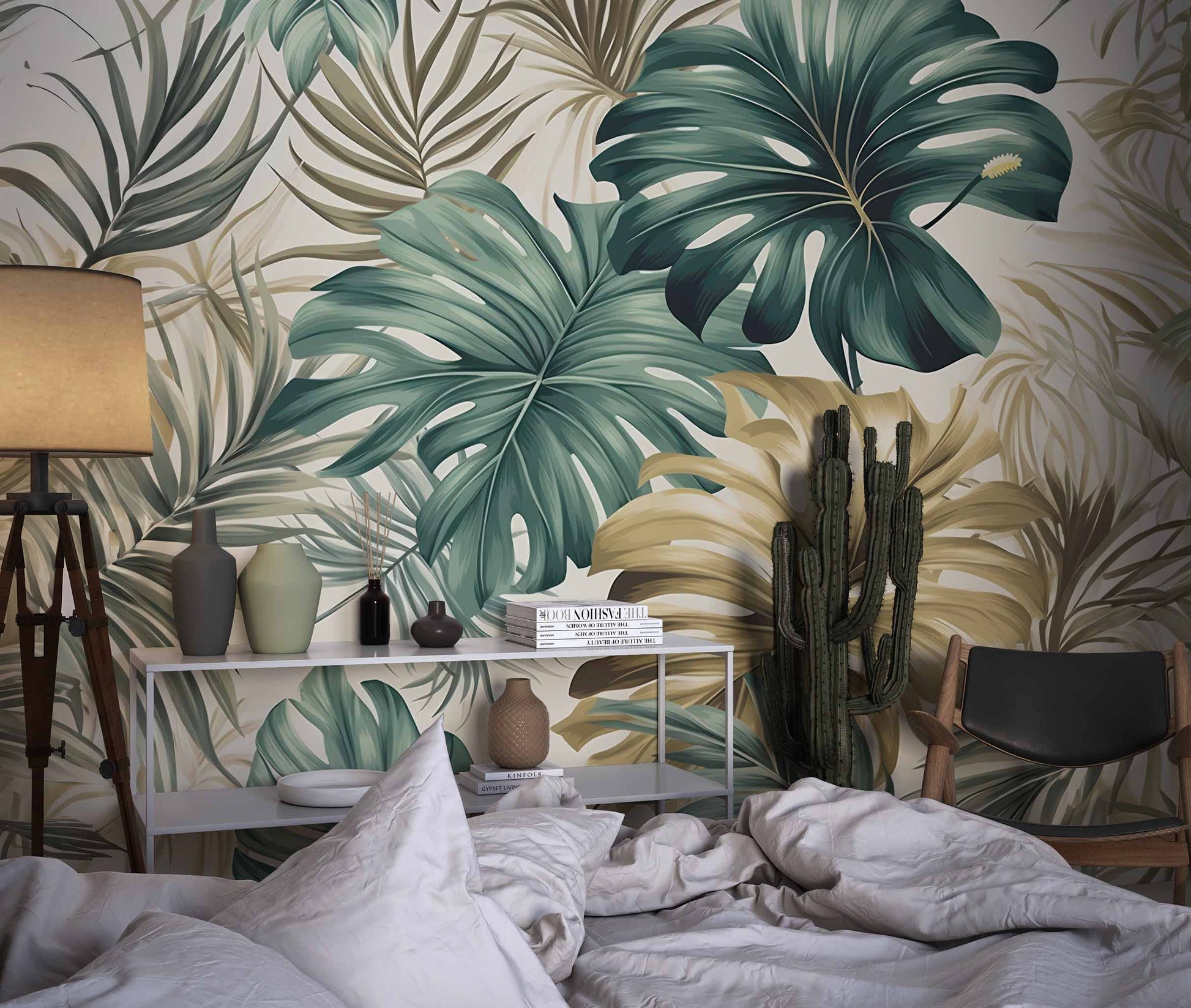 Exotic Palm Leafs Wallpaper  Tropical Wall Mural YD-02407