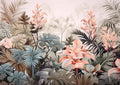 Exotic Tropical Flowers Wallpaper  Lush Floral Design for Vibrant Interiors YF-02444 