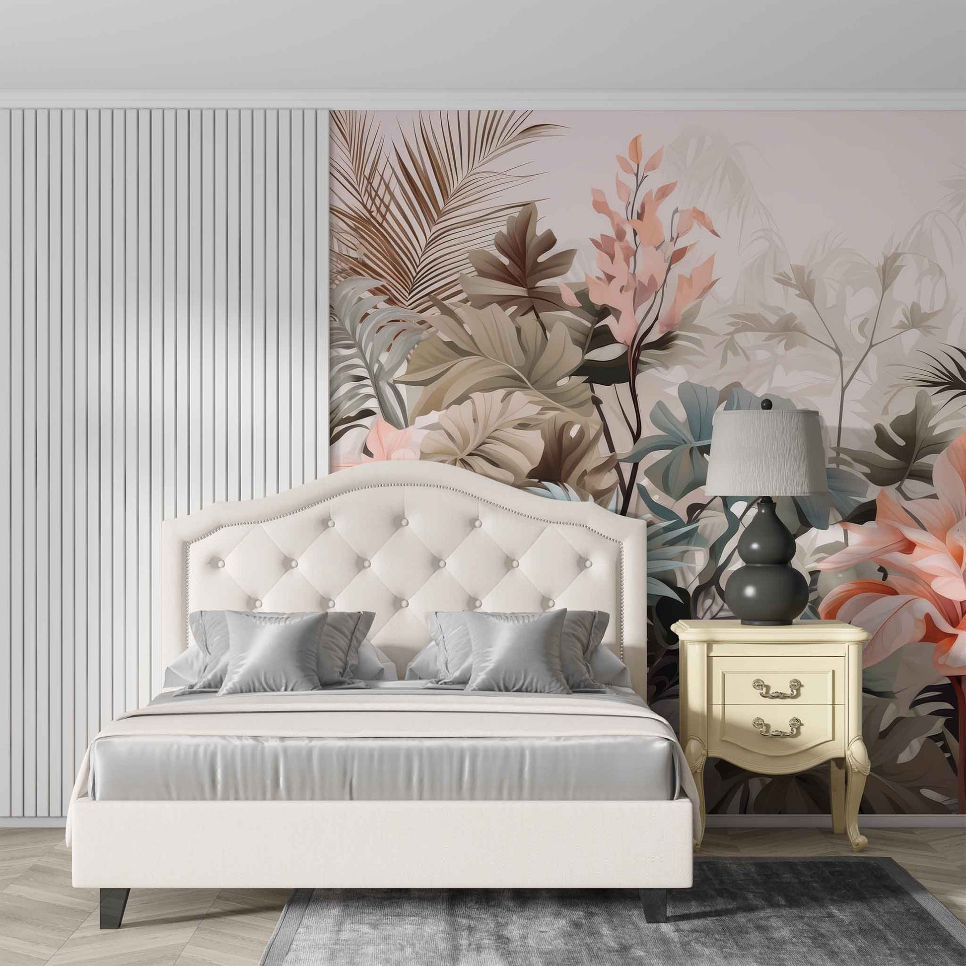 Exotic Tropical Flowers Wallpaper  Lush Floral Design for Vibrant Interiors YF-02444 