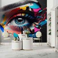Eyelash Woman Wallpaper, Makeup Wall Mural, Beauty Parlour Decals YK-00780