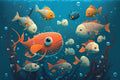 Fish and Coral Ocean Wall Mural, Underwater Wallpaper YCO-00689