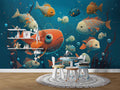 Fish and Coral Ocean Wall Mural, Underwater Wallpaper YCO-00689