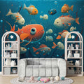 Fish and Coral Ocean Wall Mural, Underwater Wallpaper YCO-00689