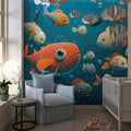 Fish and Coral Ocean Wall Mural, Underwater Wallpaper YCO-00689