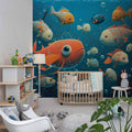 Fish and Coral Ocean Wall Mural, Underwater Wallpaper YCO-00689