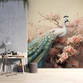 Floral Peacock Wallpaper | Bird and Flowers Wall Mural YF-02520