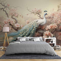 Floral Peacock Wallpaper | Bird and Flowers Wall Mural YF-02520