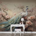 wallpaper peel and stick Floral Peacock Wallpaper | Bird and Flowers Wall Mural YF-02520