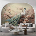 Floral Peacock Wallpaper | Bird and Flowers Wall Mural YF-02520