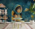 wallpaper peel and stick Girl Astronaut Wallpaper | Stars and Planets Wall Mural YCO-02545