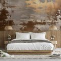 Gold Plaster Textured Wallpaper  Concrete Wall Art YF-02480