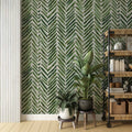 Green Herringbone Wallpaper, Removable Olive Wall Decal YCO-02558