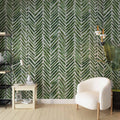 Green Herringbone Wallpaper, Removable Olive Wall Decal YCO-02558