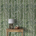 Green Herringbone Wallpaper, Removable Olive Wall Decal YCO-02558