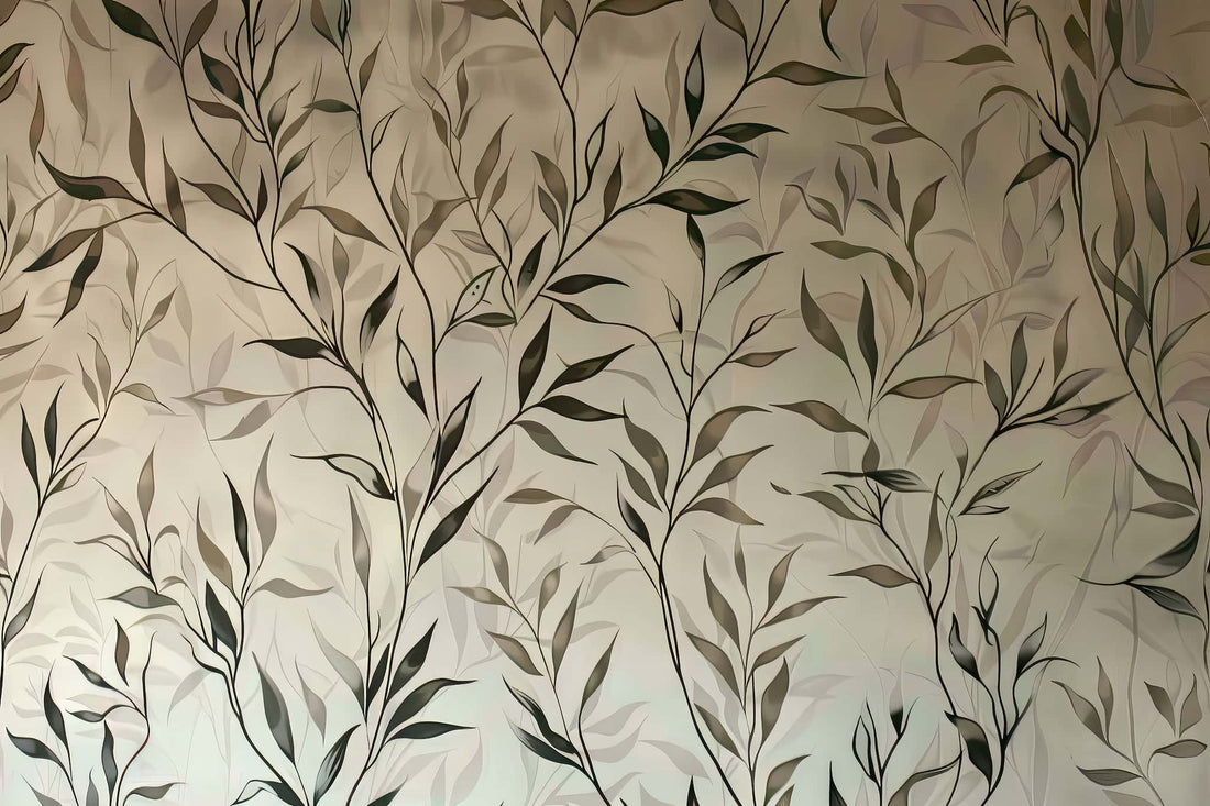 Green Leafs and Flowers Wallpaper Watercolor Floral Boho Mural YF-02541 peel and stick wallpaper