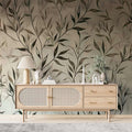 Green Leafs and Flowers Wallpaper Watercolor Floral Boho Mural YF-02541 peel and stick wallpaper